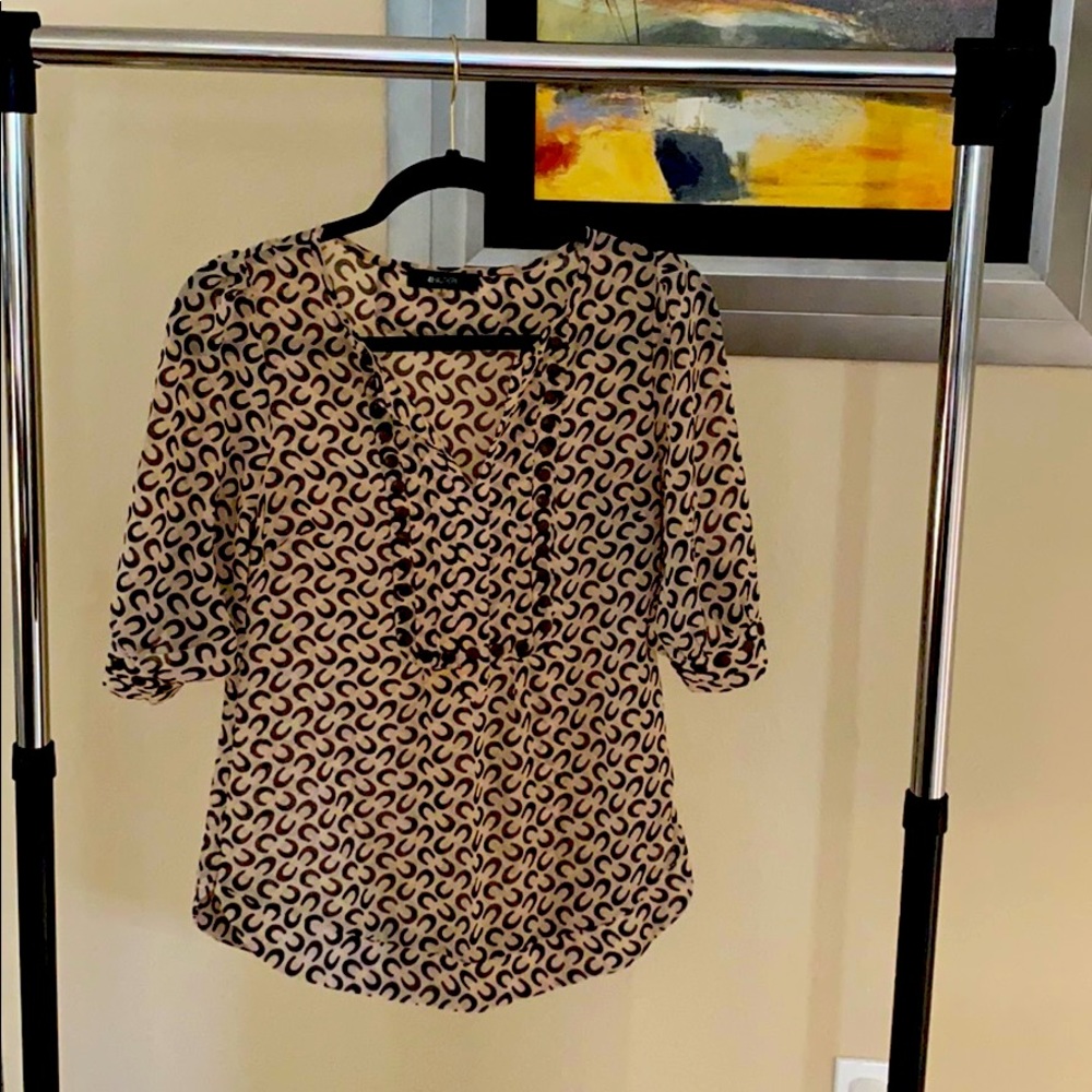 Horseshoe Cream and Brown Blouse
